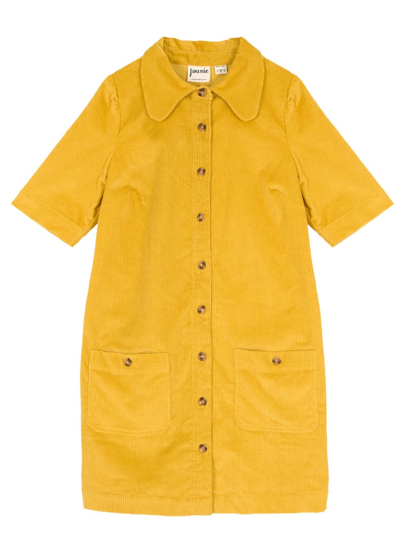 Anderson Corduroy A-Line Shift Dress - Mustard
