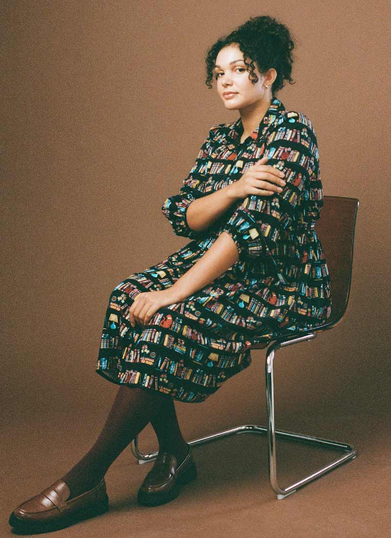 Andi Book Print Dress - Black