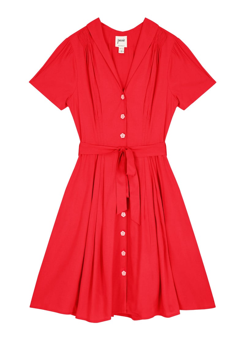 Barbara Button-Through Dress - Red