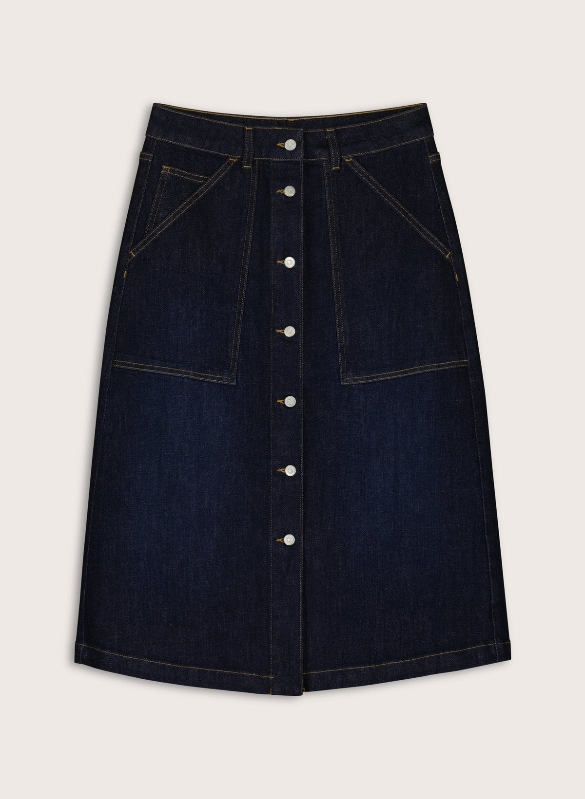 Bobbie Organic Cotton Stretch Denim Midi Skirt - Dark Indigo