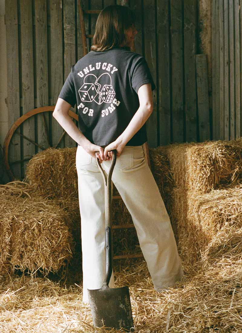 Brona Unlucky For Some Boxy Fit Graphic Tee - Sustainable Organic Cotton (Black)