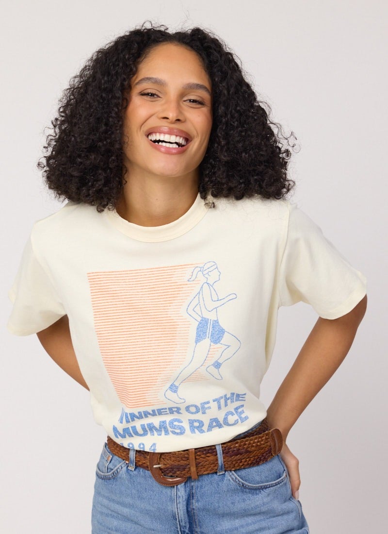 Cath Mums Race BoxyFit Graphic Tee - Sustainable Organic Cotton (Cream)