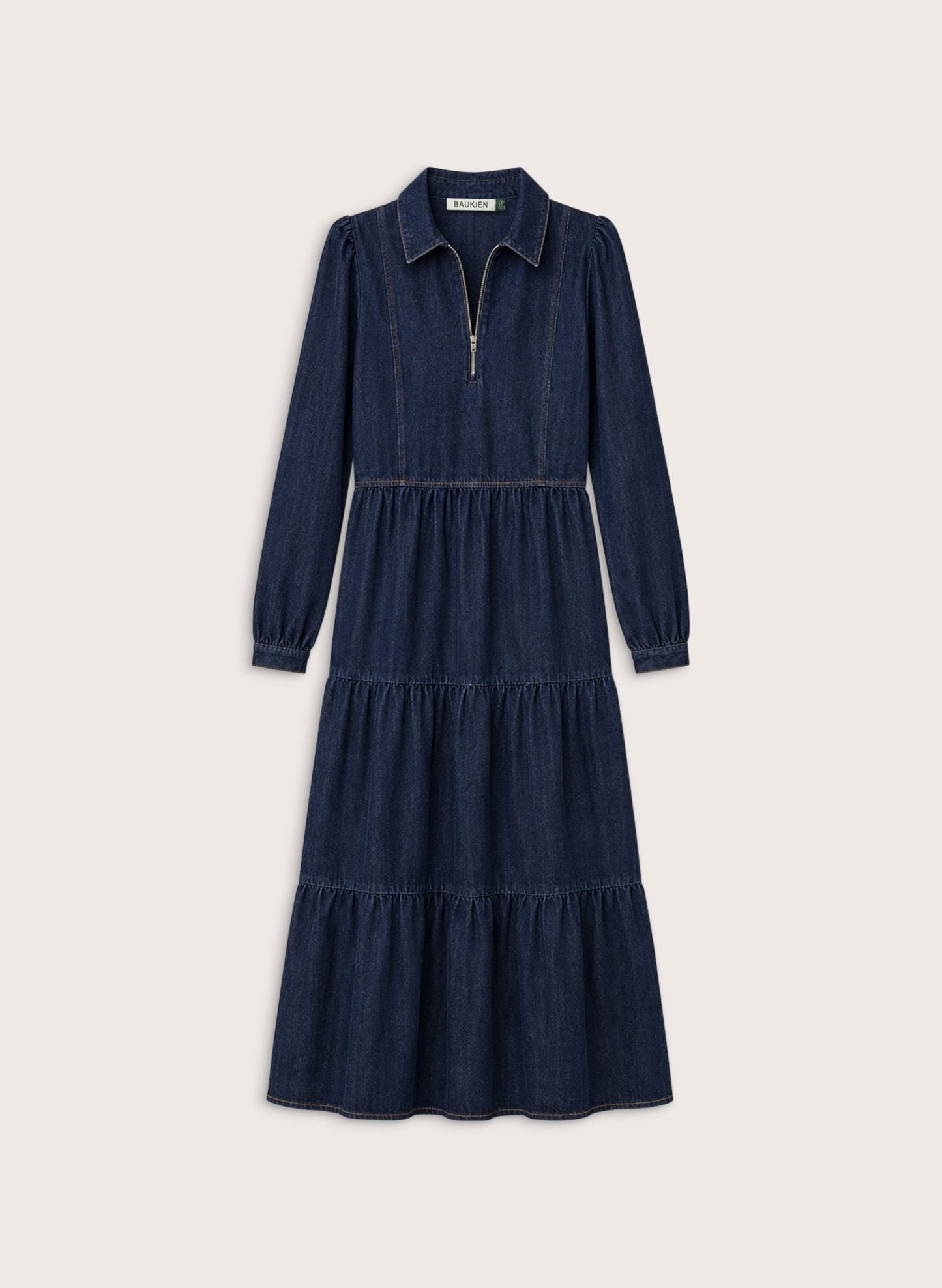 Cody Quarter Zip Denim Midi Dress - Dark Denim