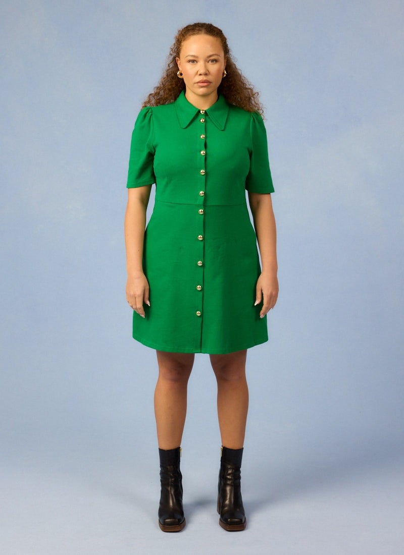 Colton Jersey Shirt Dress - Green - Sustainable Organic Cotton
