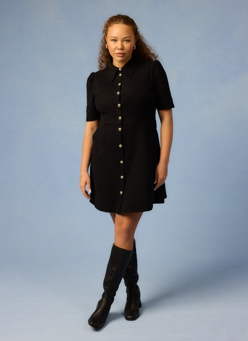Colton Jersey Shirt Dress - Black - Sustainable Organic Cotton