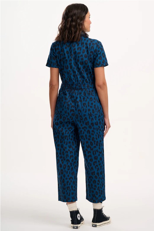 Cora Cropped Jumpsuit - Petrol Navy, Ikat Leopard
