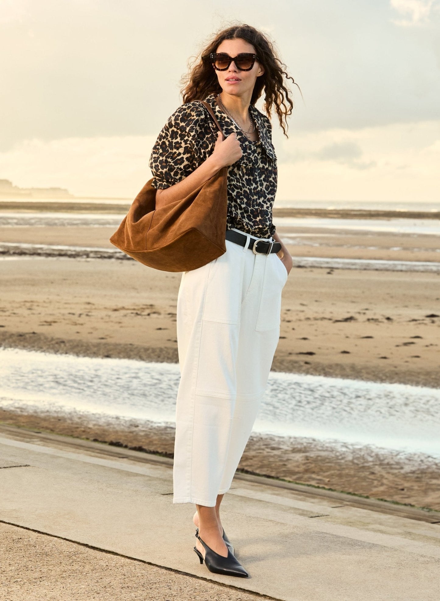 Courtney Organic Cotton Collar Blouse / Brown Leopard
