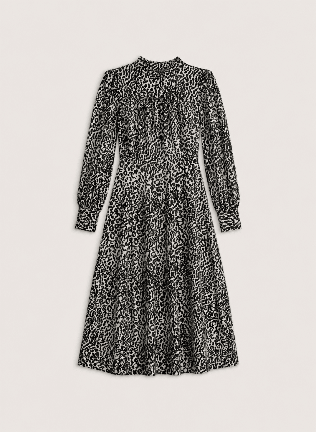 Essie Strong Shoulder Dress - Black & White Leopard