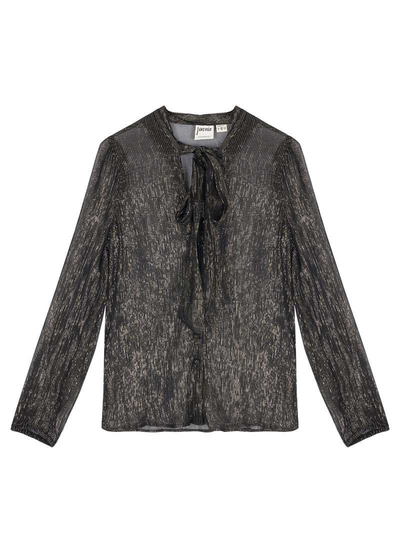 Etoile Gold Lurex Tie Neck Blouse - Gold