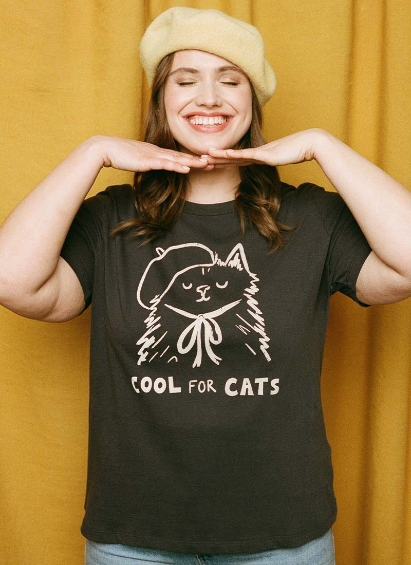 Felis Cool For Cats Graphic Slogan Tee - Sustainable Organic Cotton (Black)