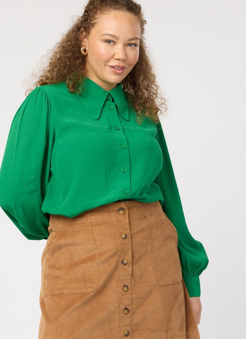 Fiona Balloon Sleeve Blouse - Green