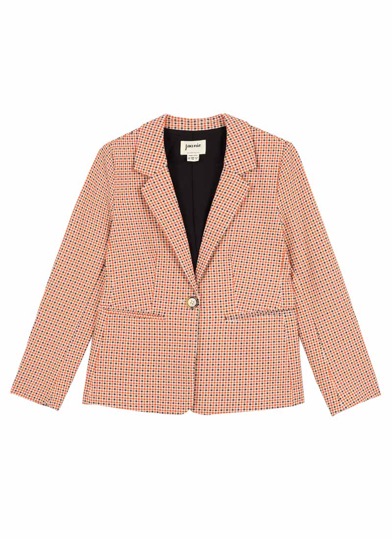 JoanieClothing Francis Micro Check Print Tailored Blazer (Orange)