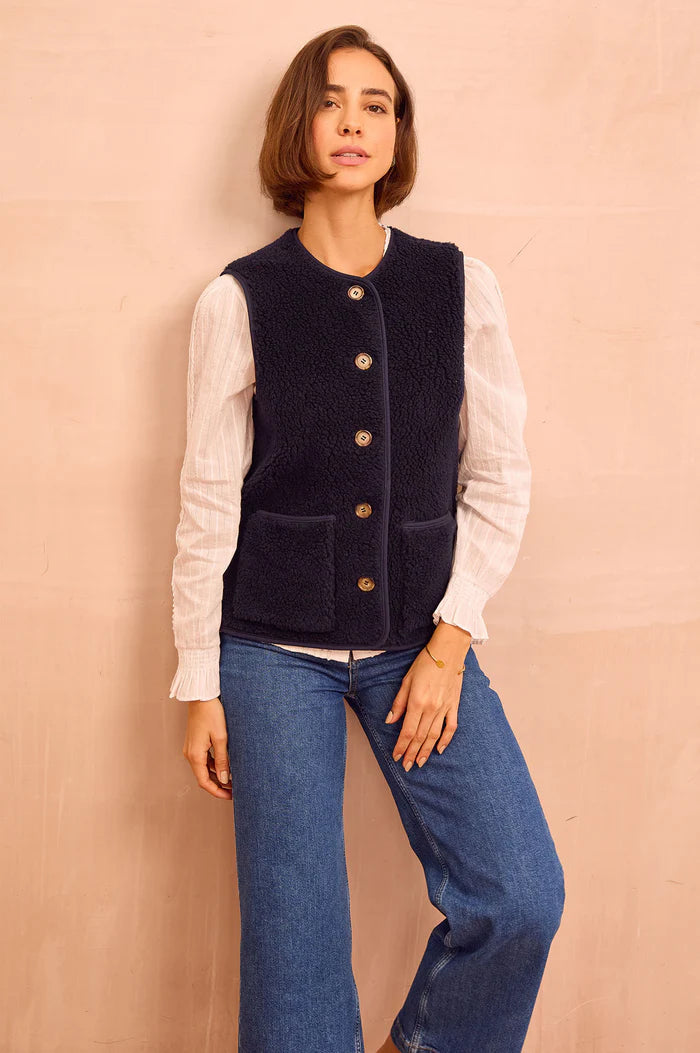 Borg Wool Blend Gilet - Navy