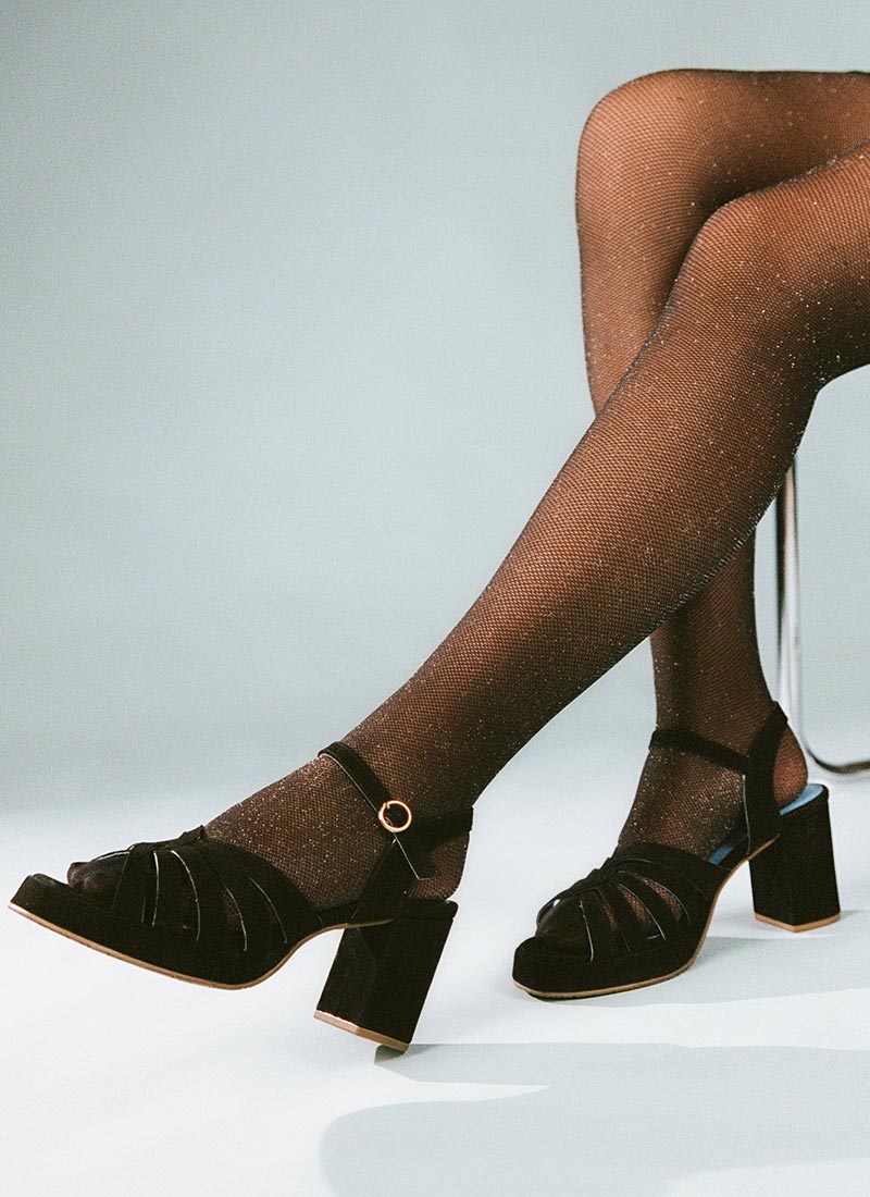 Montpellier Suede Platform Sandals - Black