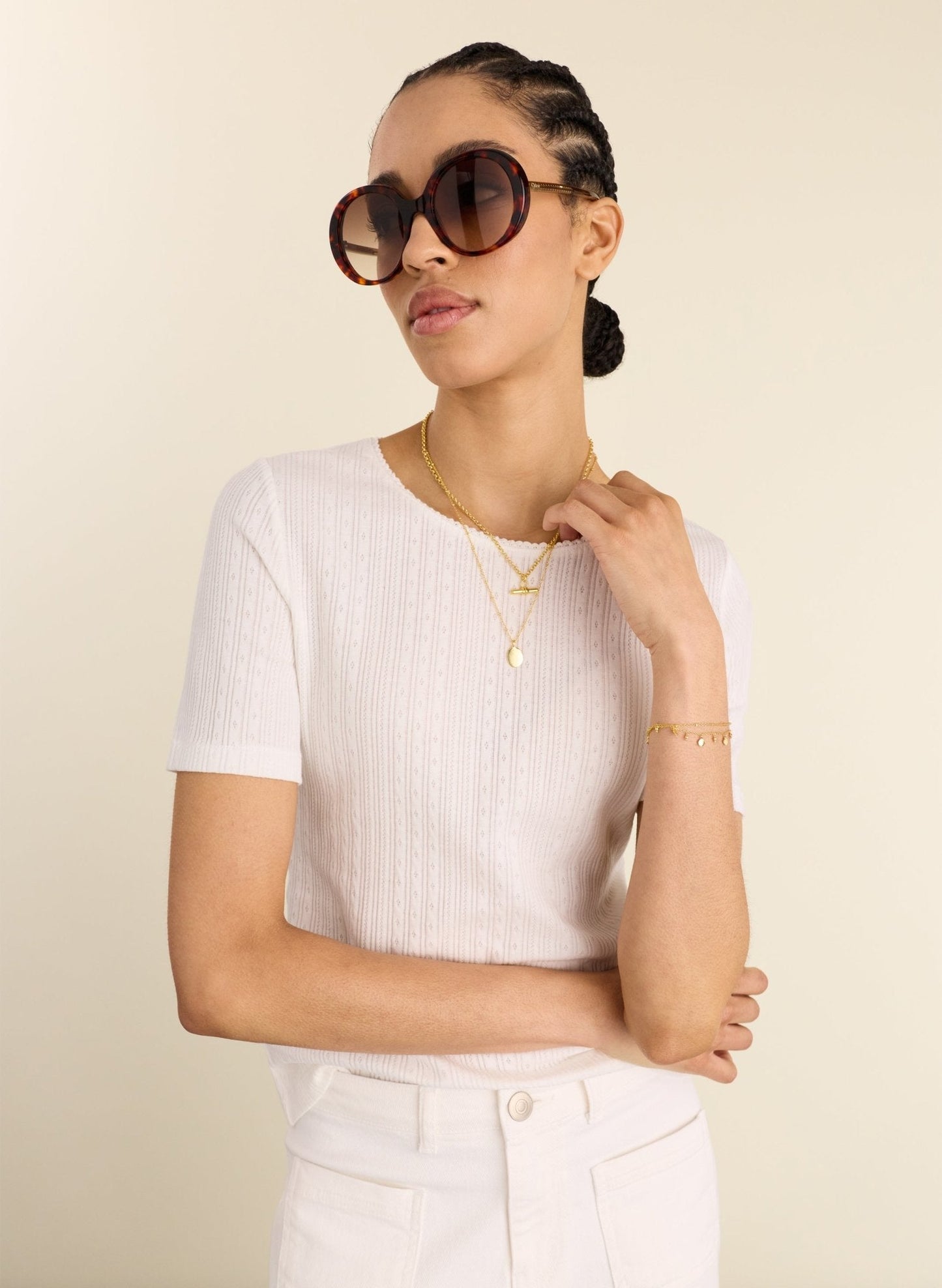 Gabriella Organic Pretty Rib Tee / Pure White