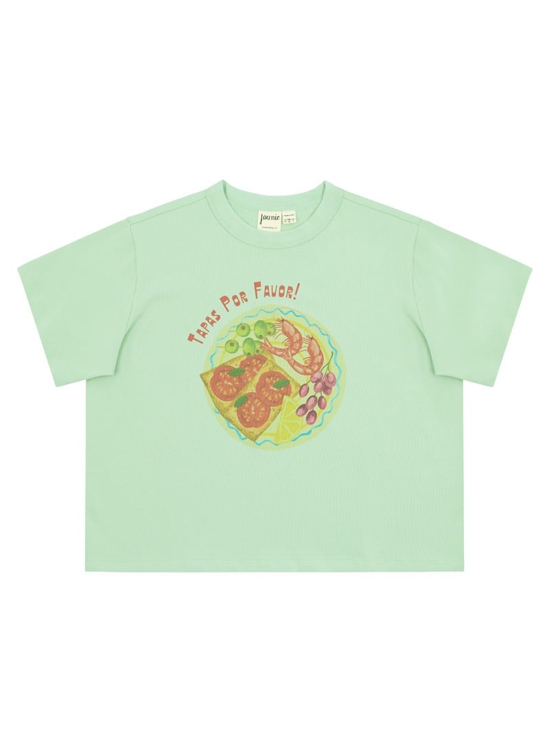 Gambas Tapas Por Favor BoxyFit Graphic Tee - Sustainable Organic Cotton (Blue)