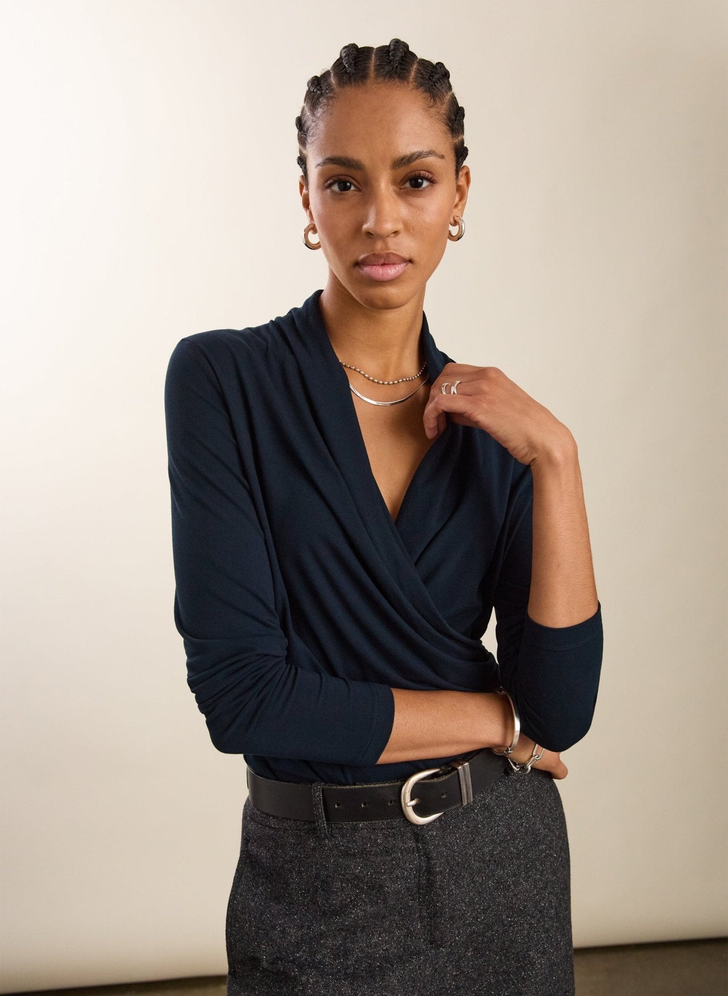 Gylda Wrap Top / Classic Navy