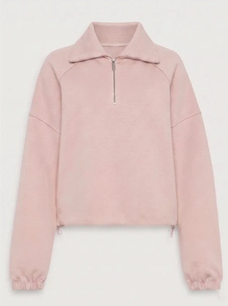 Classic Half-Zip Sweatshirt in Dusk Pink