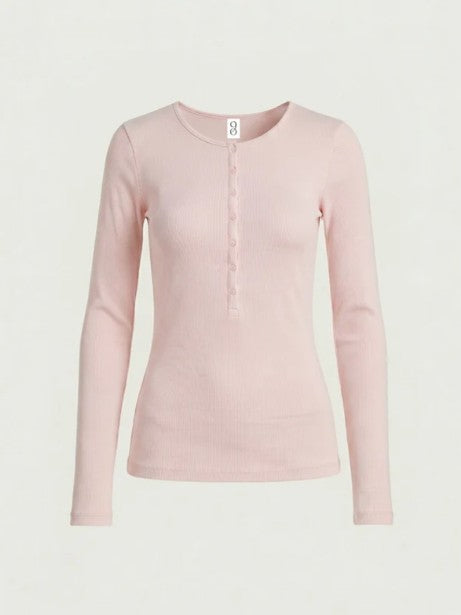 Classic Rib Henley in Dusk Pink