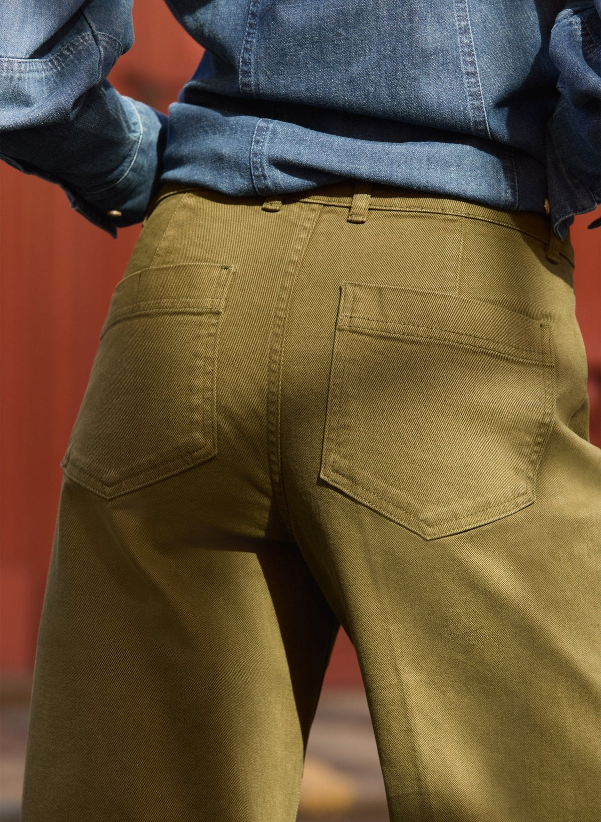 Jena Organic Cotton Stretch Wide Crop Jeans - Dark Olive
