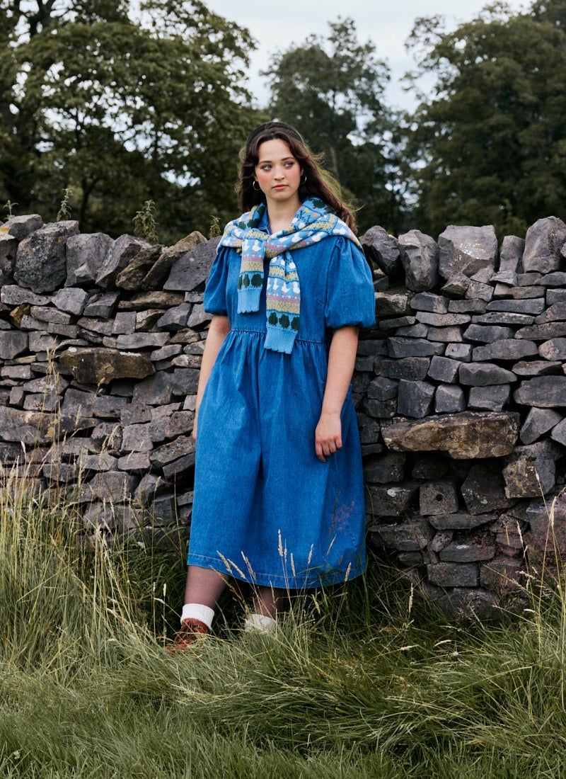 Jojo Mid Wash Denim Midi Dress - Sustainable Organic Cotton (Blue)