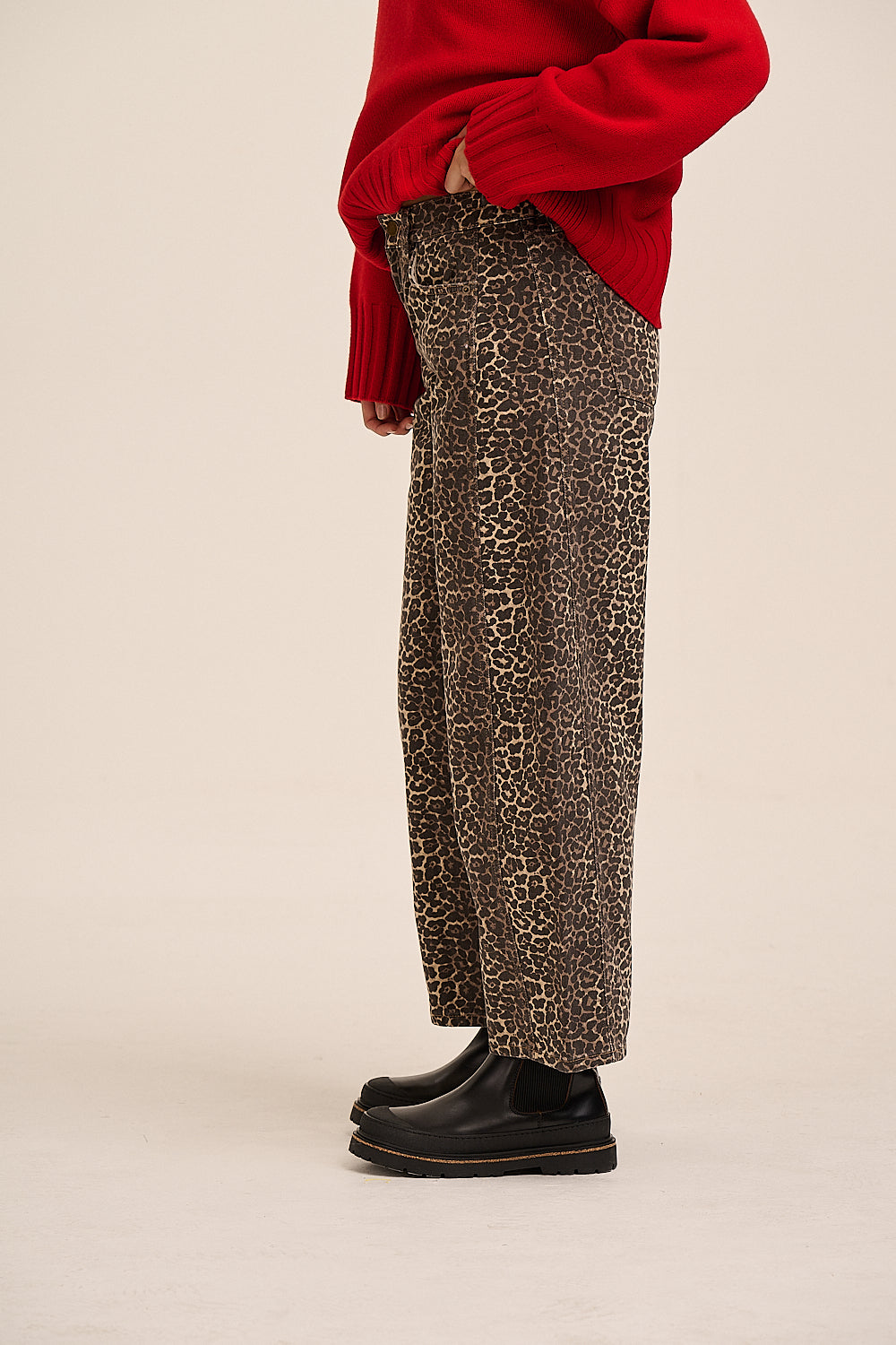Leni Gingham Jeans - Leopard