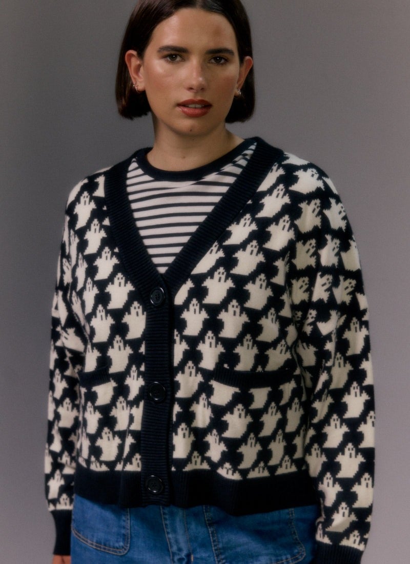 Lovelace Ghost Jacquard Oversized Cardigan