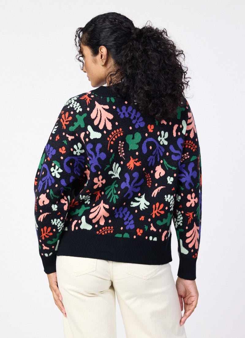 Lovelace Modern Art Cut Out Intarsia Oversized Cardigan