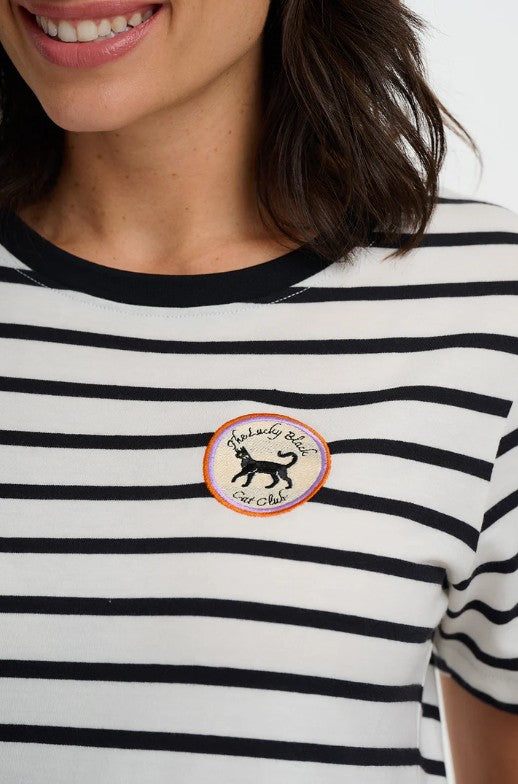 Maggie T-shirt - Off White/Black, Lucky Cat
