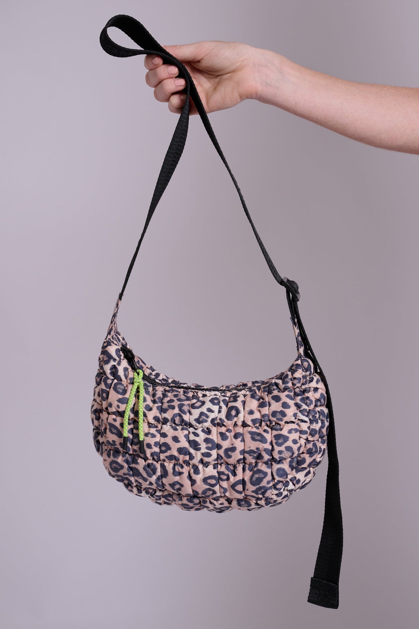 Dumpling Baby Leopard Quilted Crossbody Bag