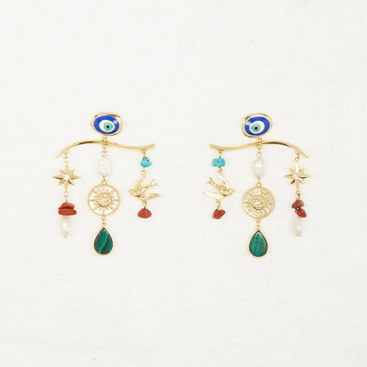 Gold Plated Balearic Charm Earring