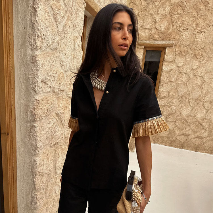 Black Raffia Shirt