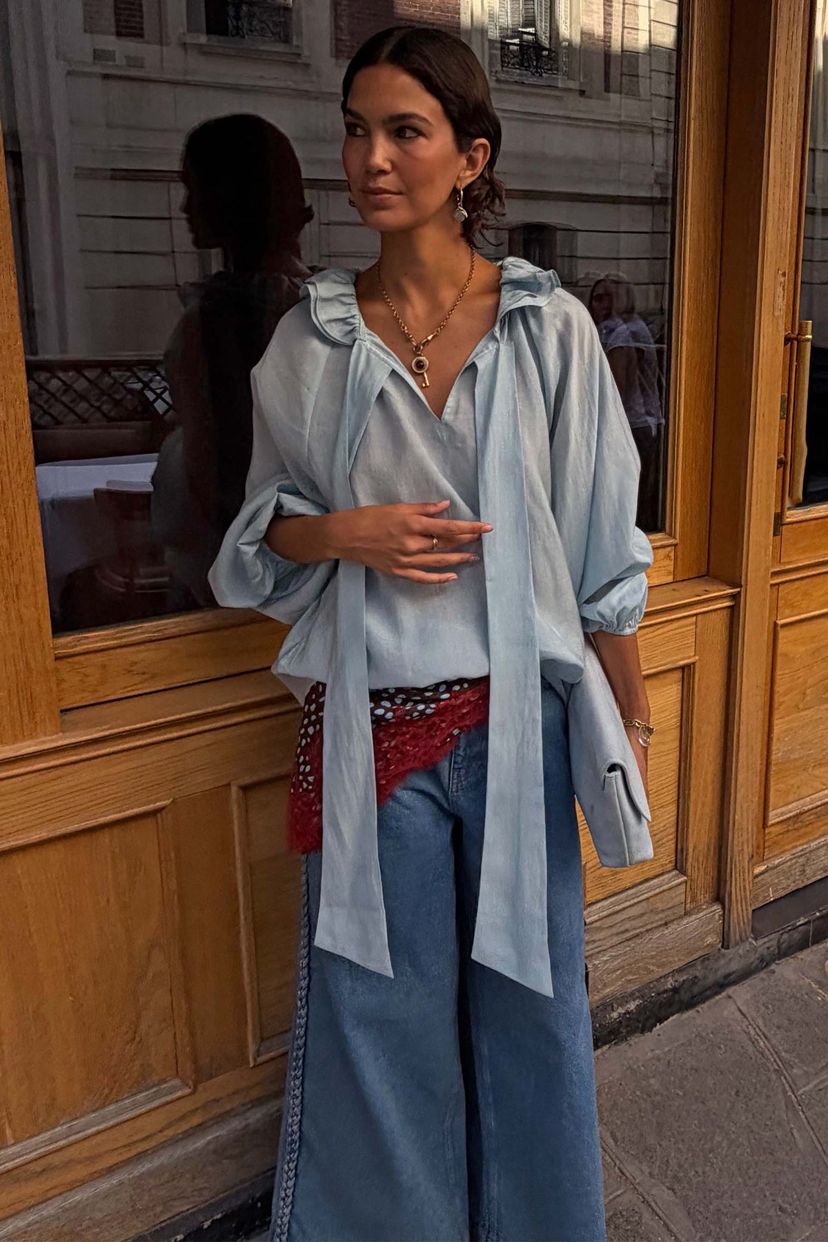 Ice Blue Ruffle Shirt