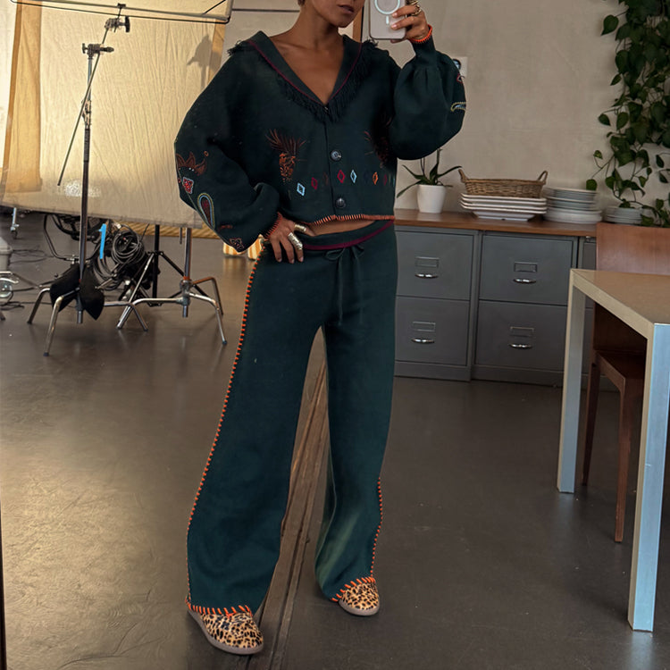 Bottle Green Wide Leg Pants