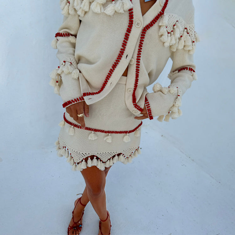 Ivory and Red Jake Skirt