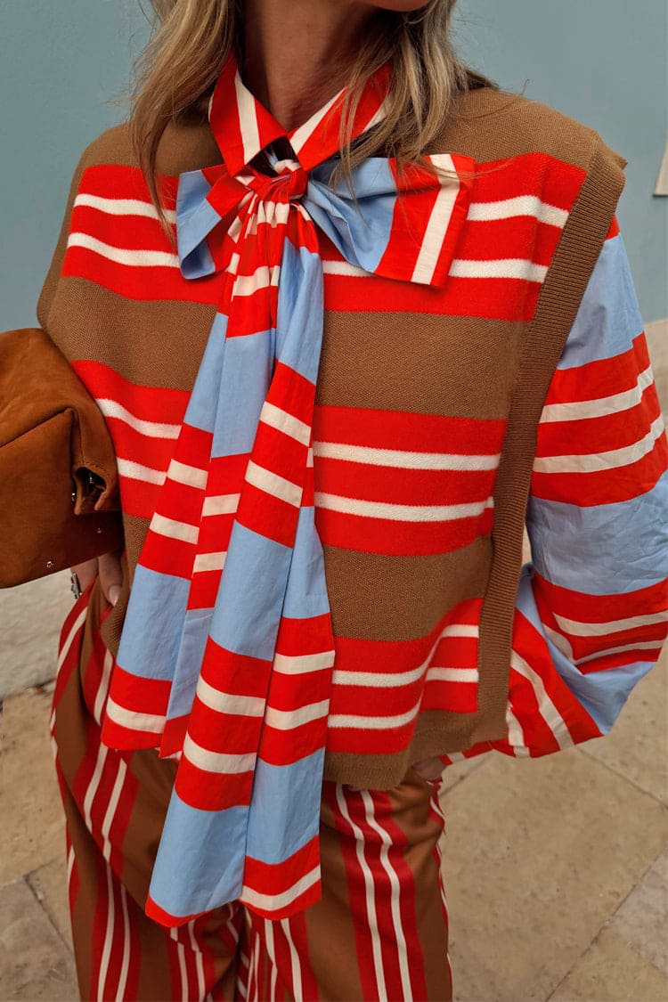 Multi Stripe Tie Shirt