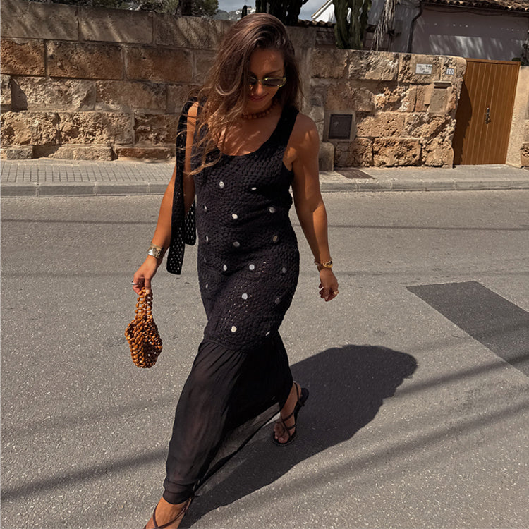 Black Crochet Alicia Dress