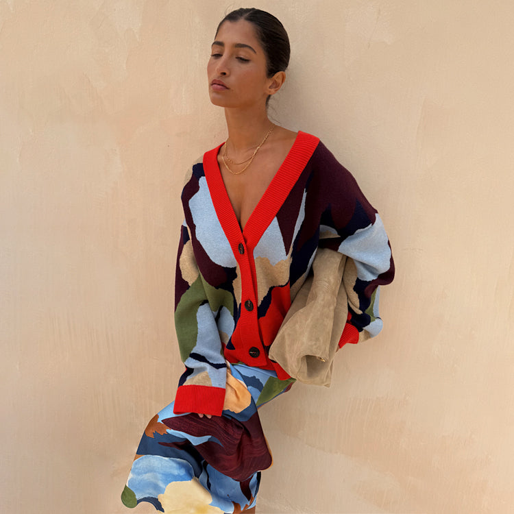 Navy Abstract Callie Cardigan