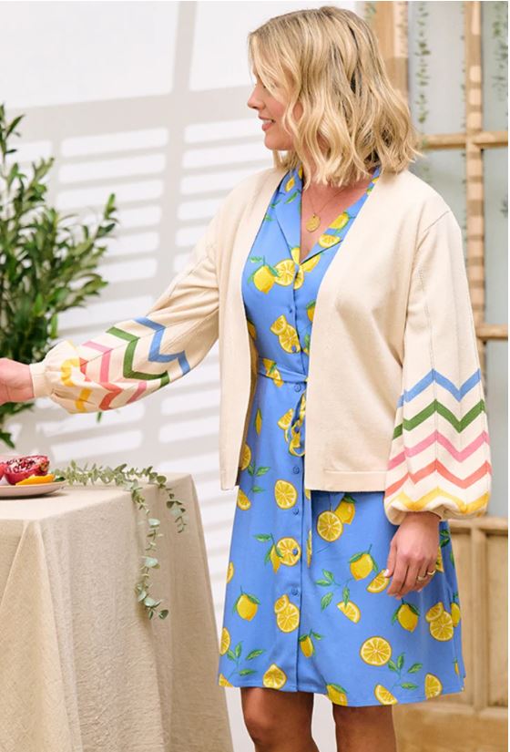 Nicki Cardigan - Off-White, Rainbow Icing