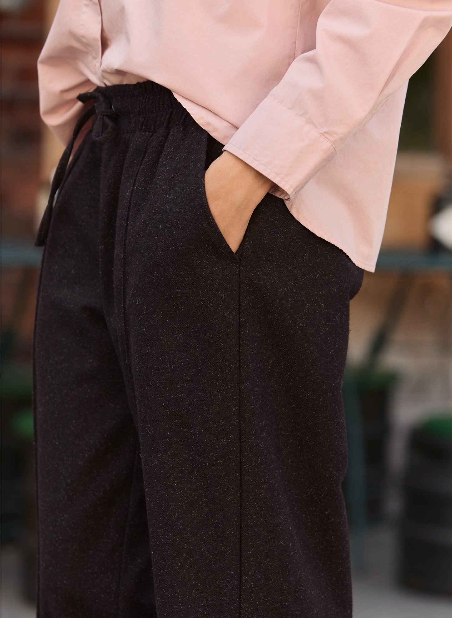 Fera Wool Blend Wide Leg Trousers / Deep Plum