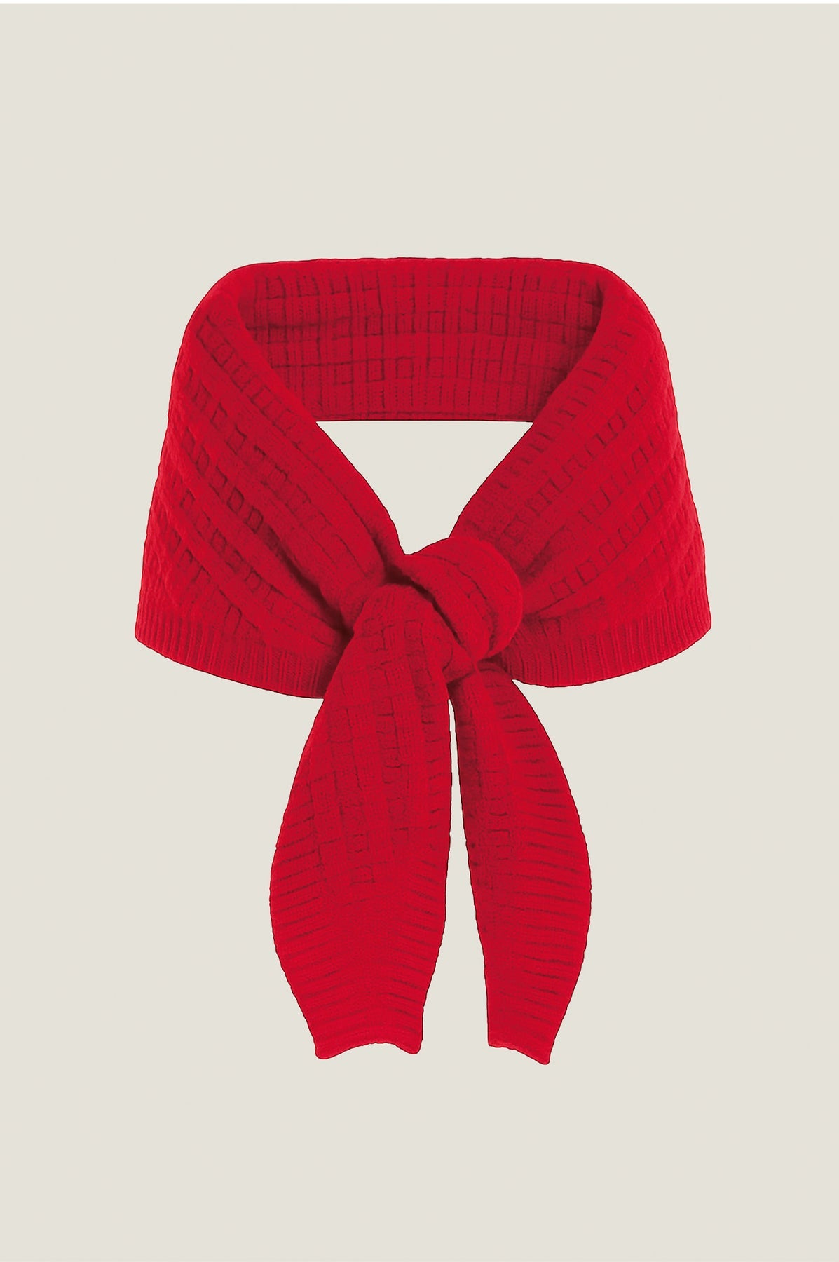 Merino Wool Tie Neck Scarf - Red