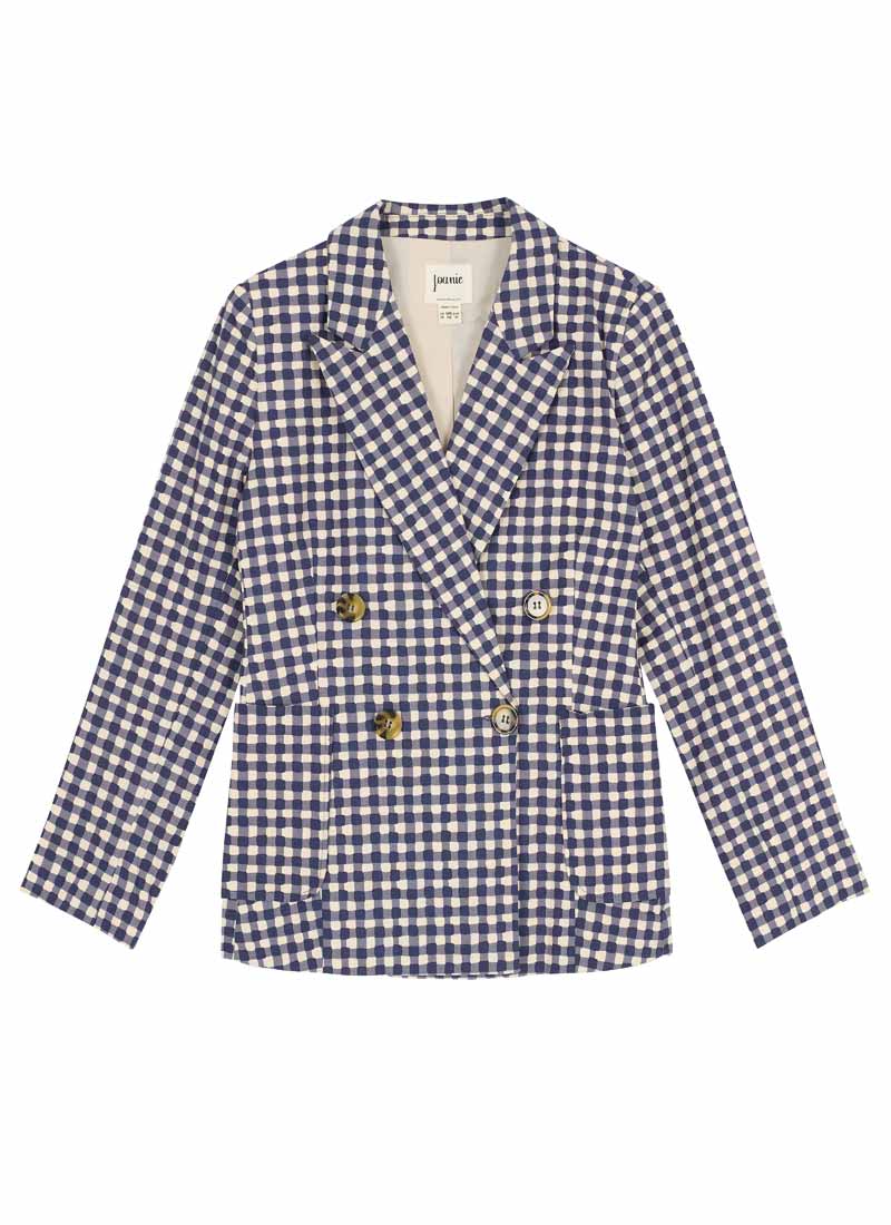 Richy Gingham Soft Tailored Blazer - Sustainable Organic Cotton (Blue)