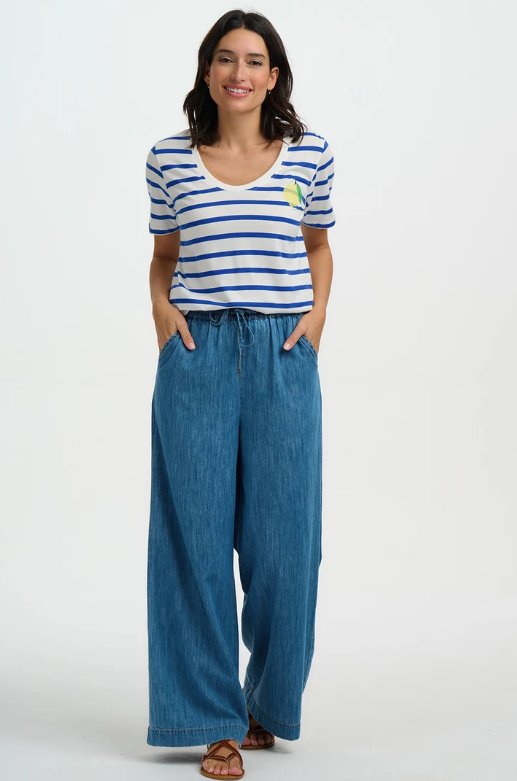 Roksanda Wide Leg Trousers - Mid Blue Denim