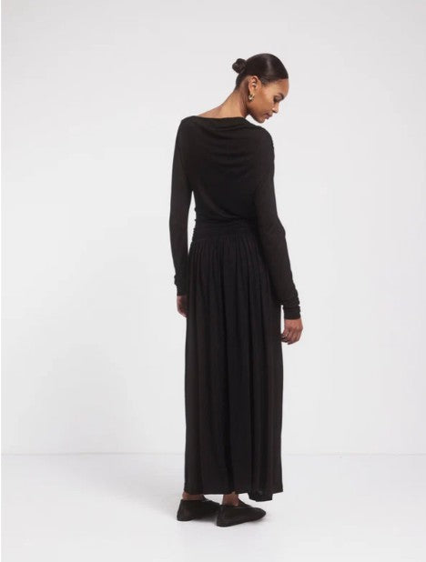 Romy Long Sleeve Draped Dress in Black