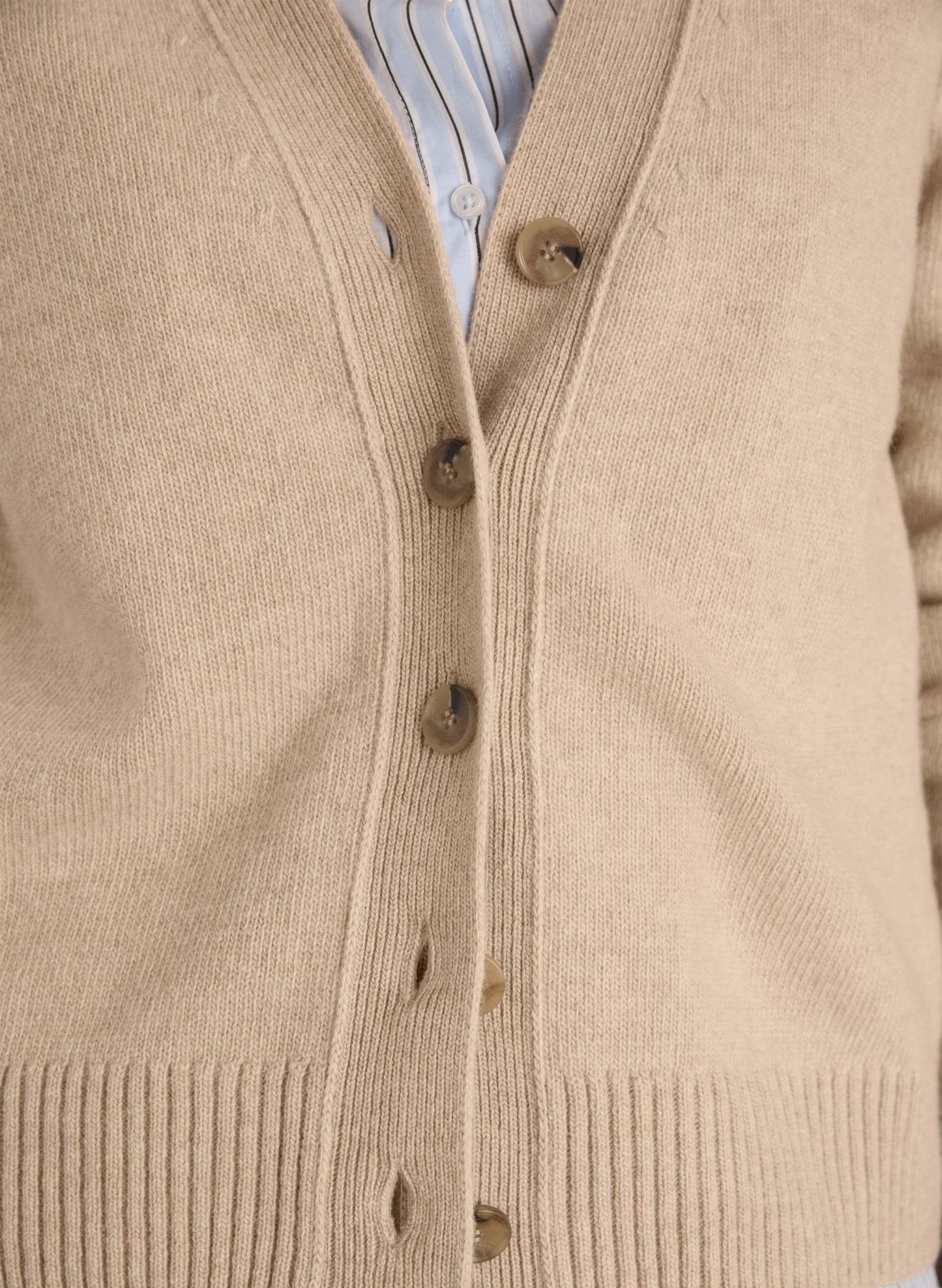 Ruth V-Neck Wool Blend Cardigan / Sand