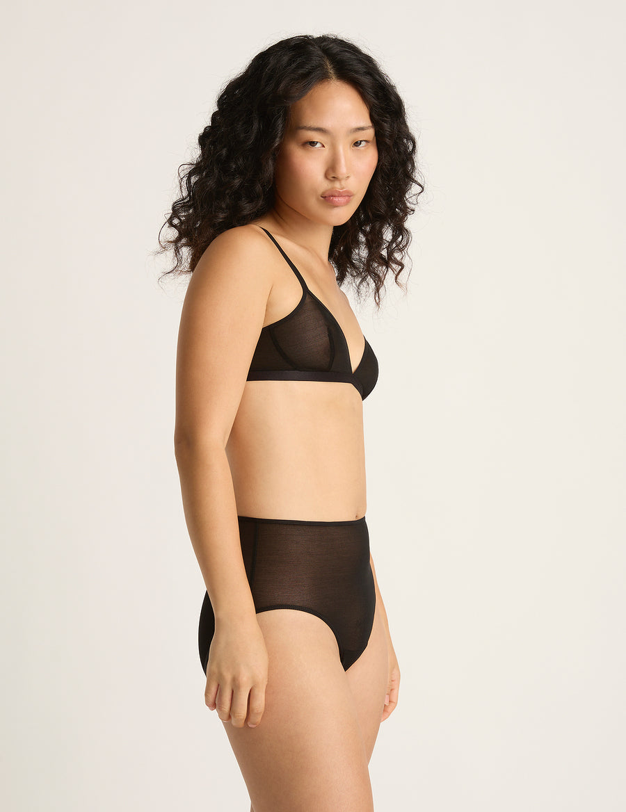 FreeMesh Bamboo Triangle Bralette - Black