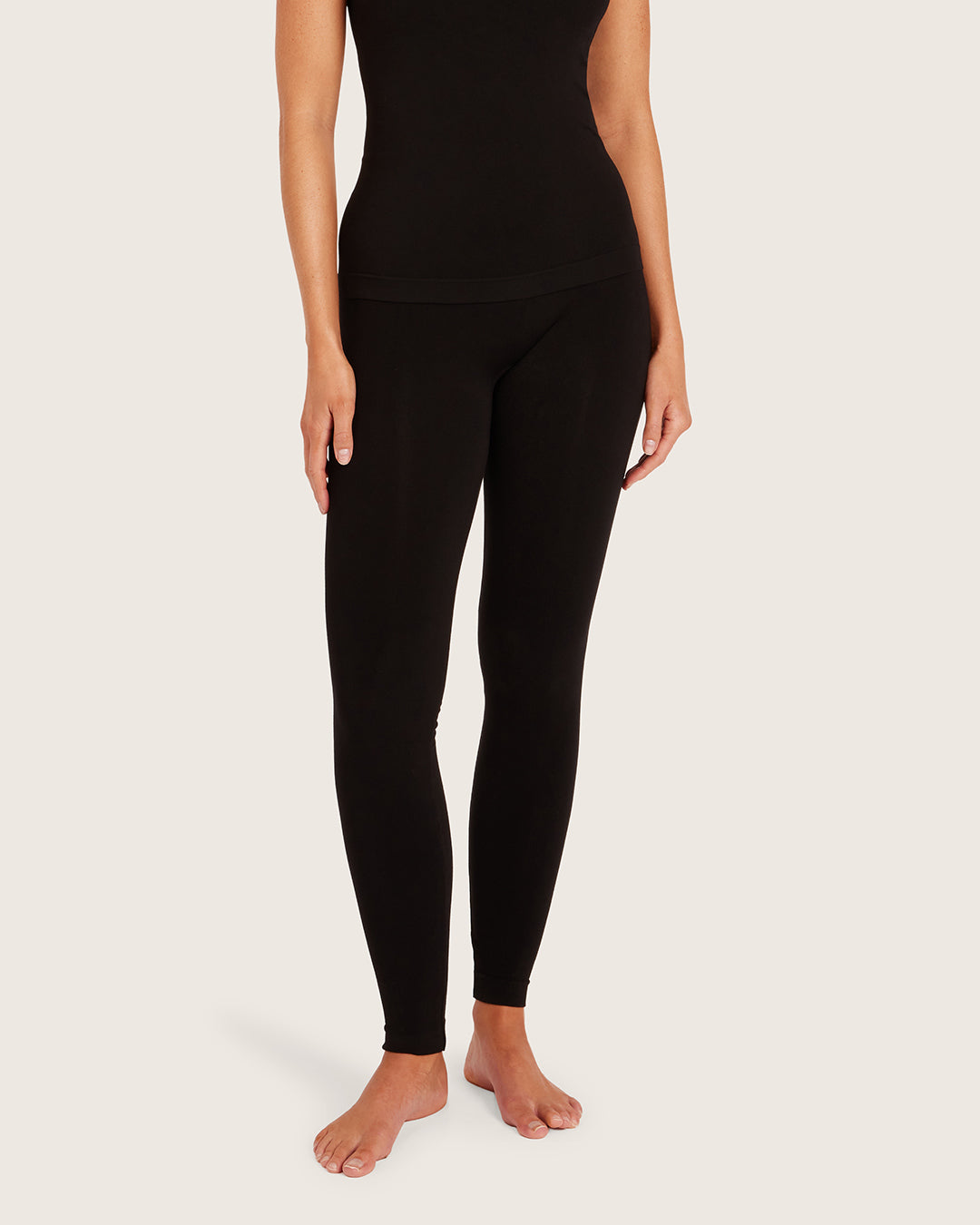 Black full length bamboo leggings by Boody.
