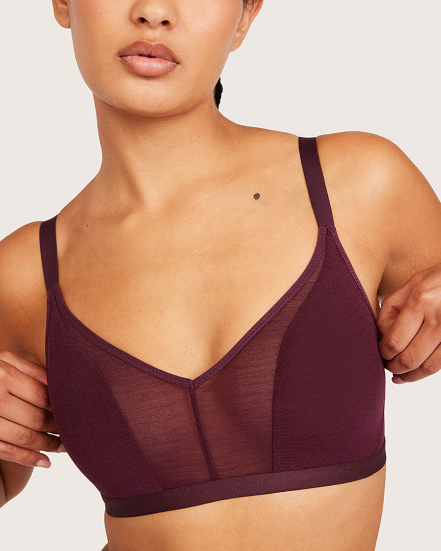 FreeMesh Bamboo Crop Bralette - Fig