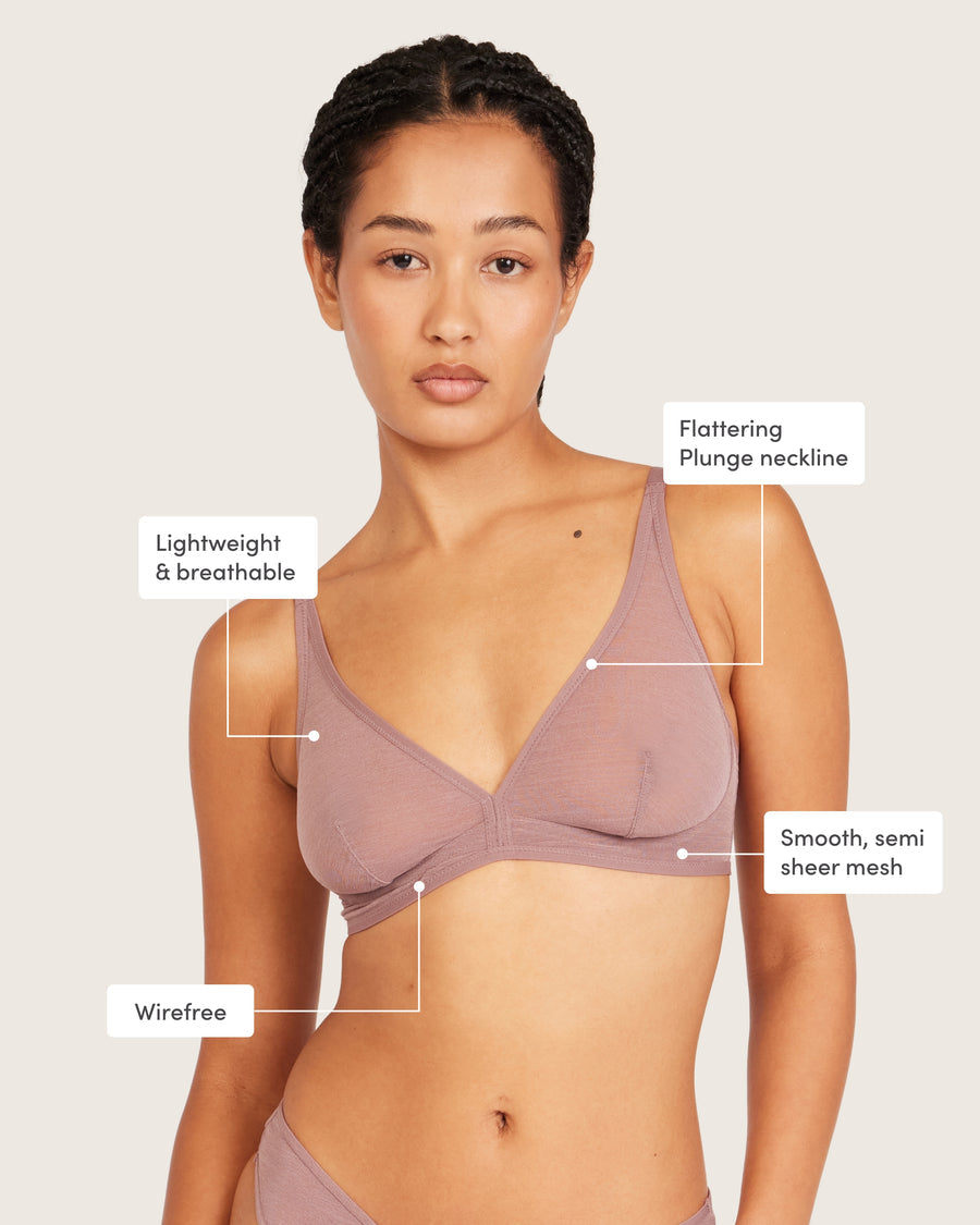 Bamboo FreeMesh Plunge Bralette - Mauve