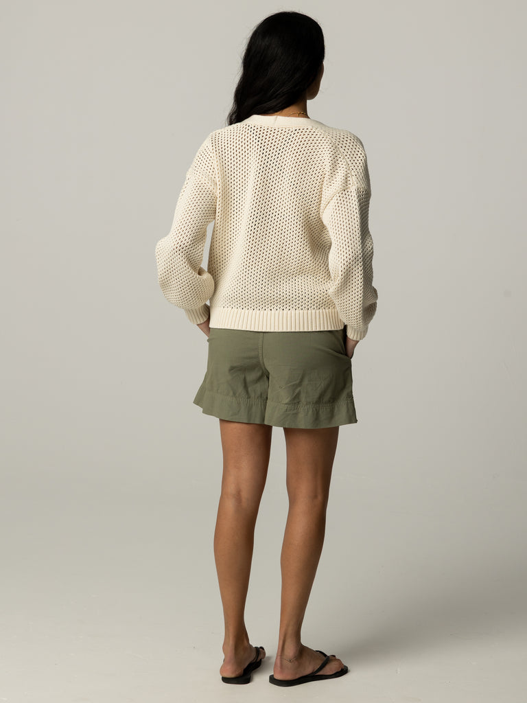 Women's Pol Open Stitch Cardigan - Ecru